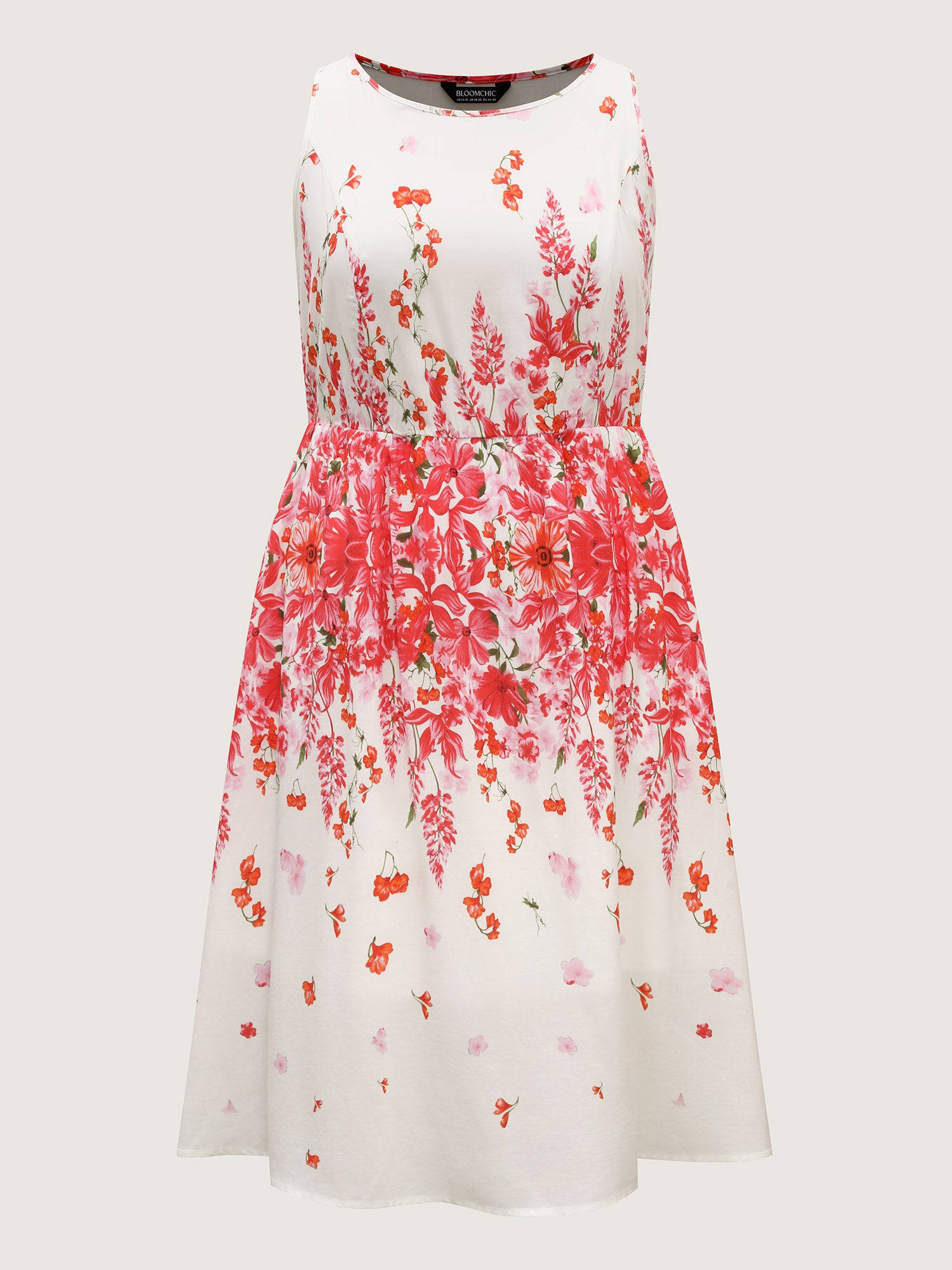 Floral Print Cinched-Waist Midi Dress