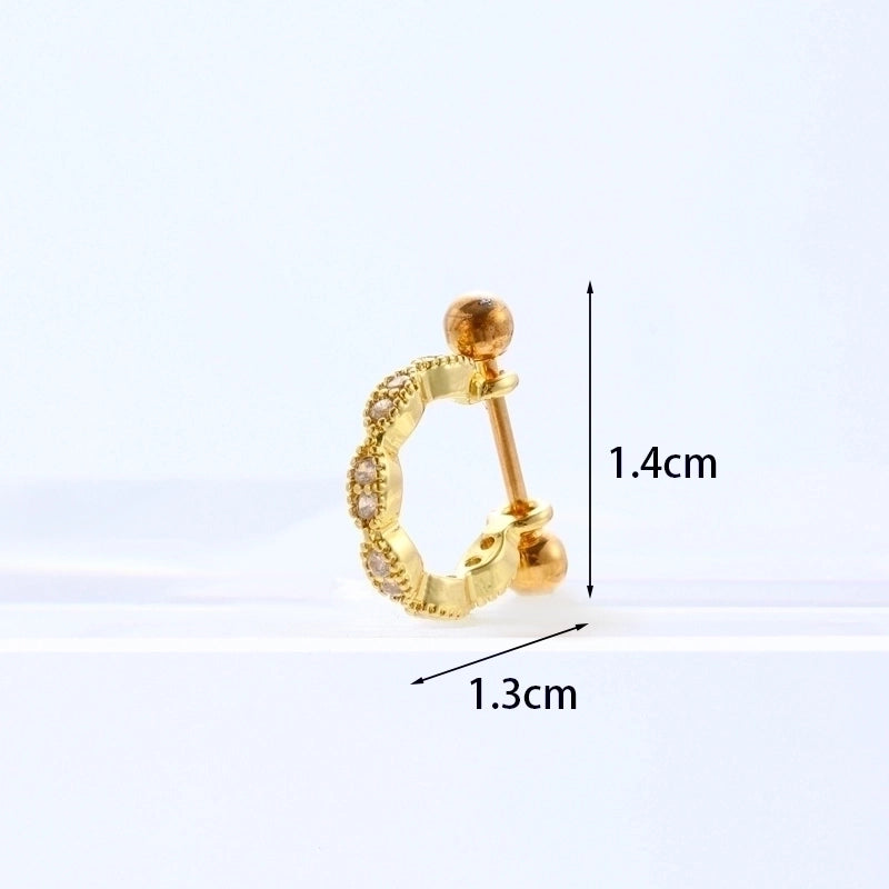 Ear Cartilage Rings & Studs Fashion U Shape 316L Stainless Steel  Copper Inlaid Zircon