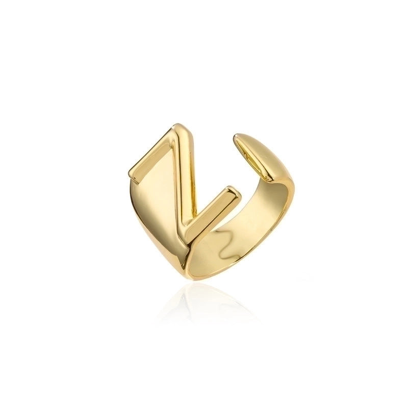 New 18k Copper Gold-plated Alphabet Open Ring