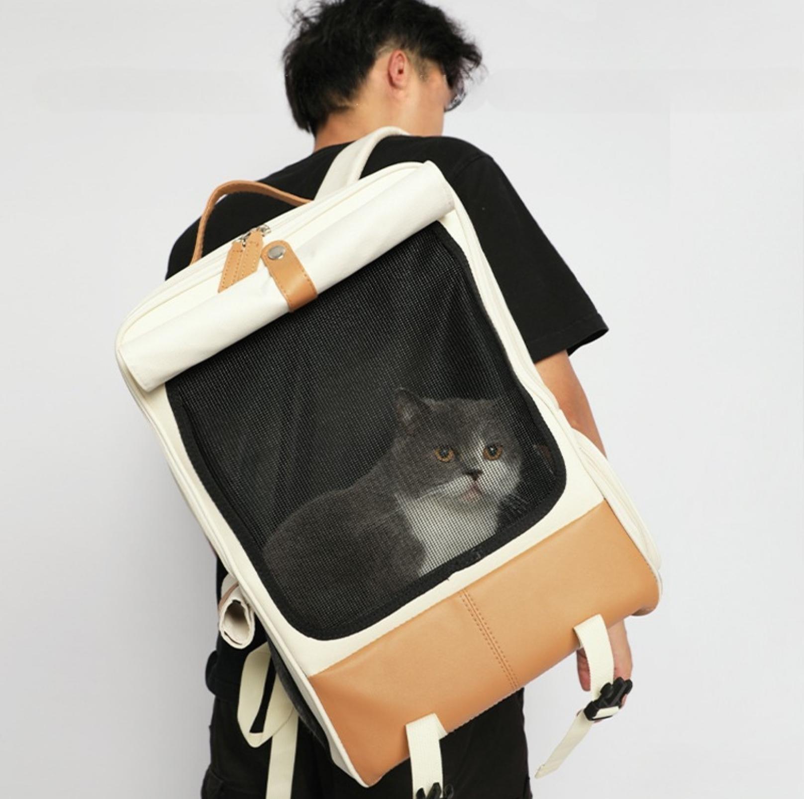 Super Large Foldable Pet Cat Carrier Backpack Bag With Ventilation And Privacy Curtain