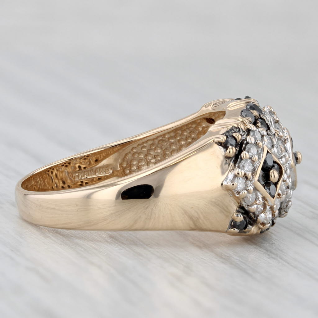 1ctw Black White Diamond Cluster Ring 14k Yellow Gold Size 10