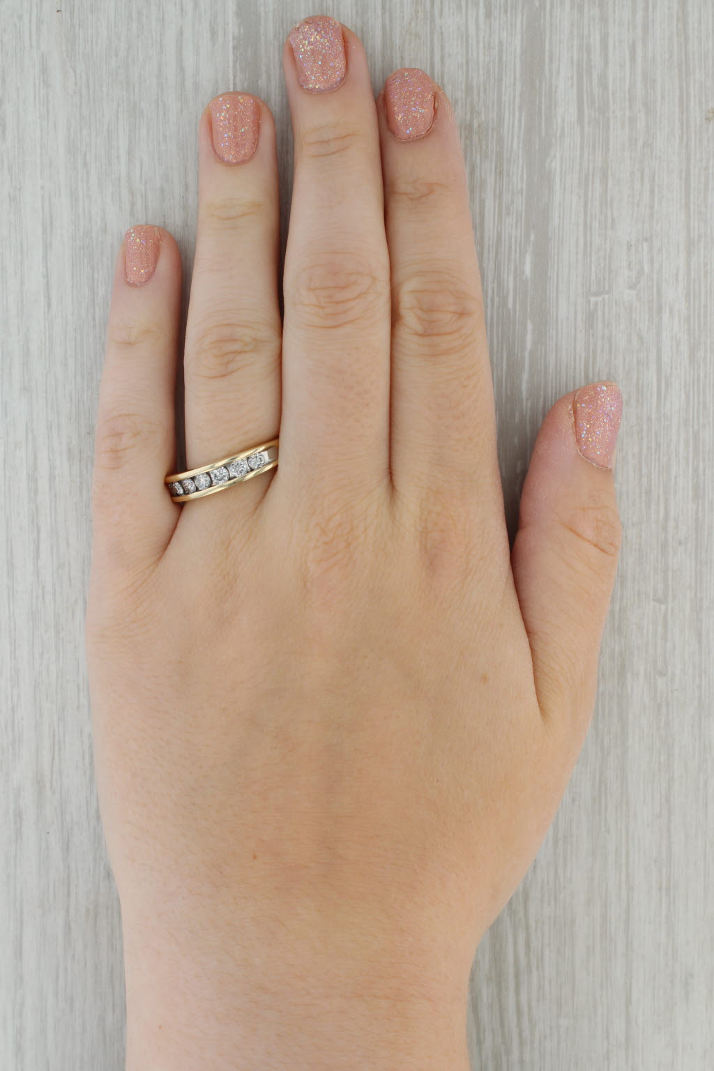 0.90ctw Diamond Channel Set Wedding Anniversary Band 10k Yellow Gold Size 9.5