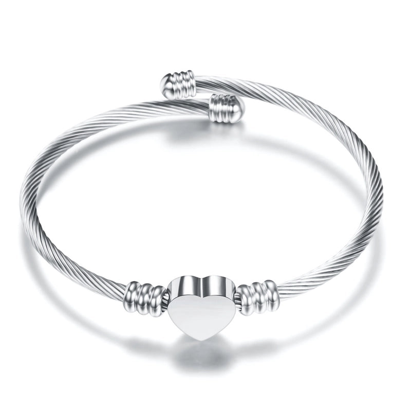Elegant Heart Shape Titanium Steel Plating Bangle