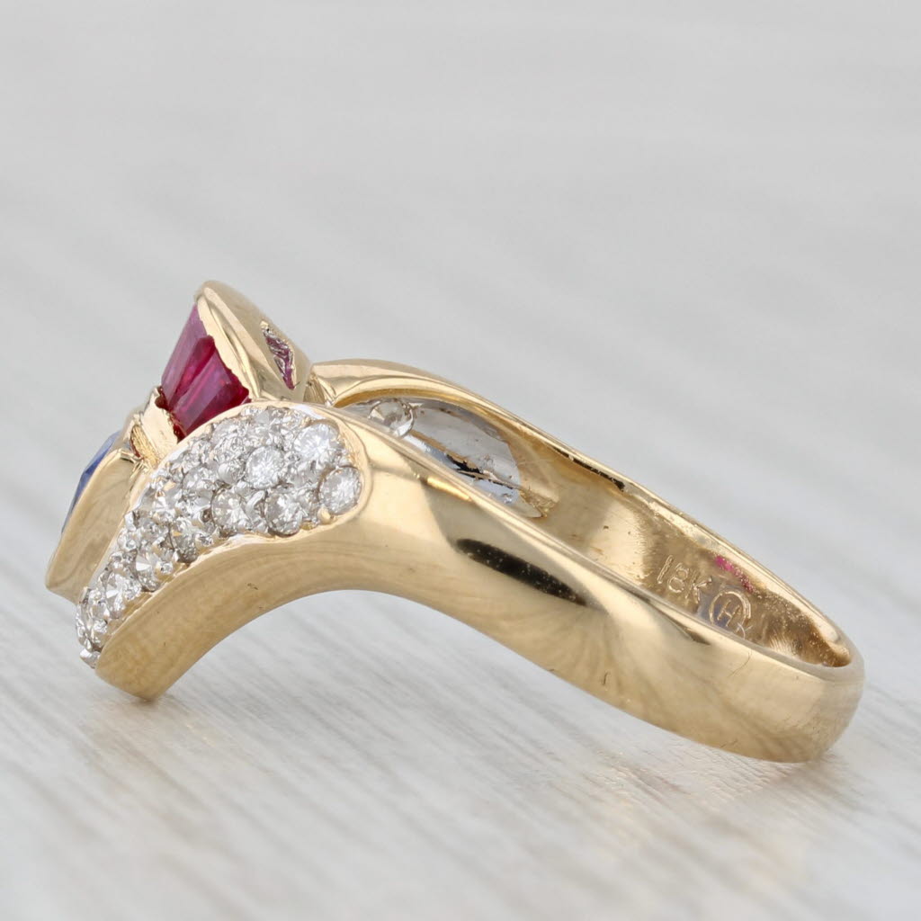 1.25ctw Ruby Sapphire Diamond Ring 18k Yellow Gold Size 6.5