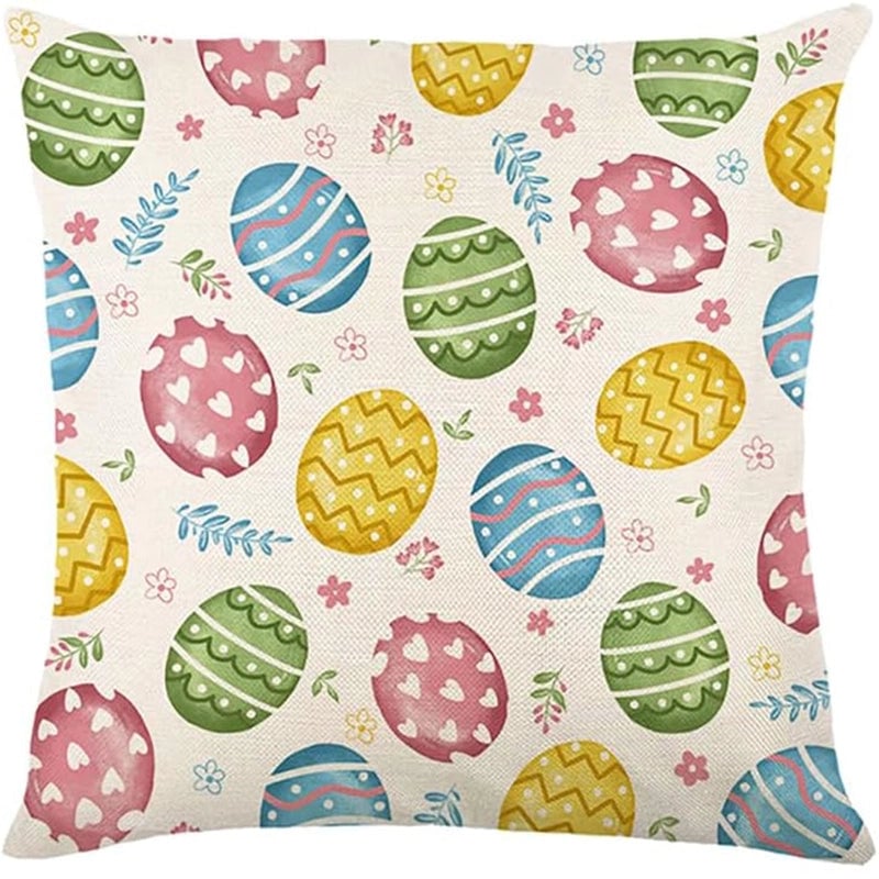 Easter Cute Classic Style Rabbit Letter Linen Pillow Cases Couch & Sofa Decor