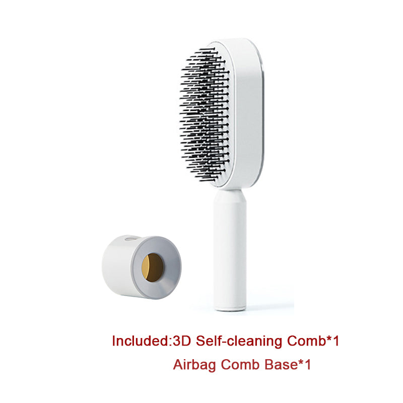 Self-cleaning hairbrush for women. One-button cleaning airbag to prevent hair loss