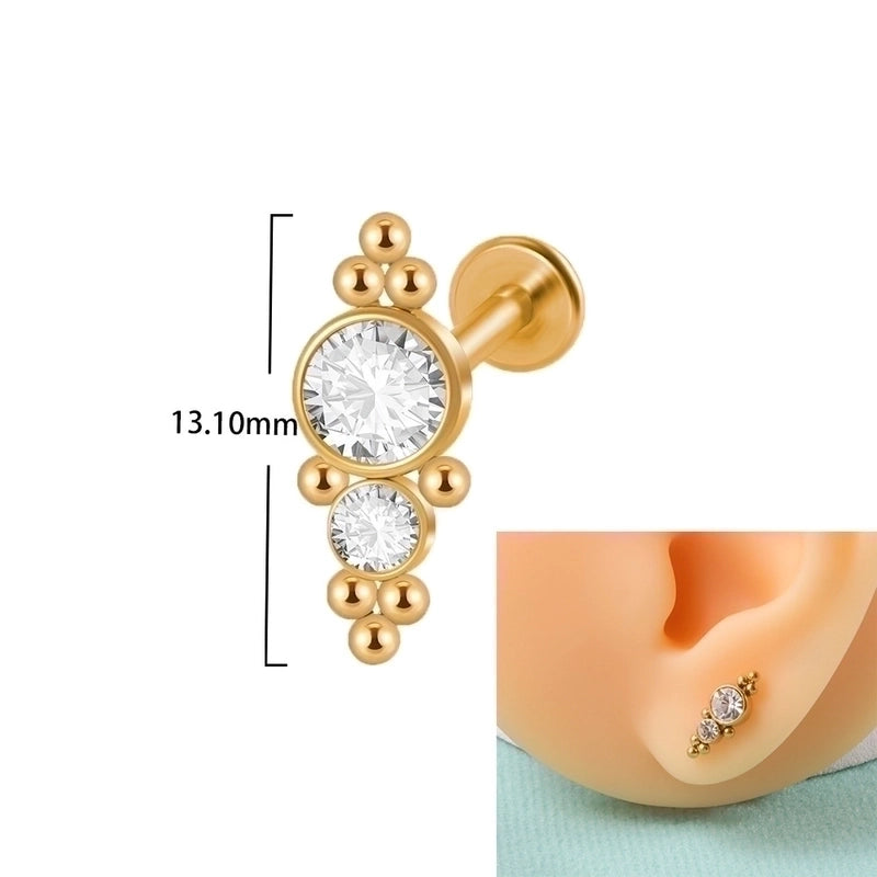 2 Pieces Lip Rings Casual Elegant Minimalist Geometric 304 Stainless Steel Plating Inlay Rhinestones 18K Gold Plated