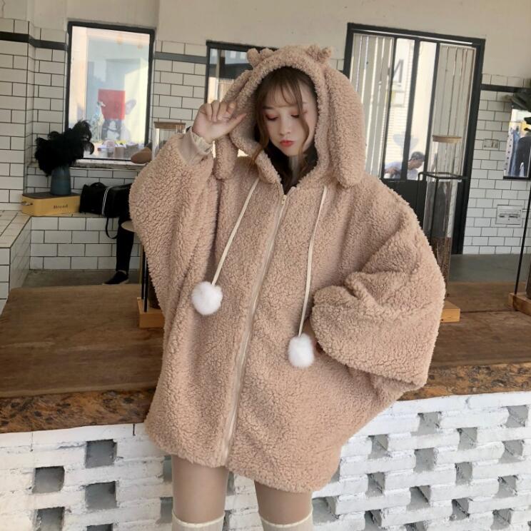 Fashion cute rabbit ears hoodie coat KF81567