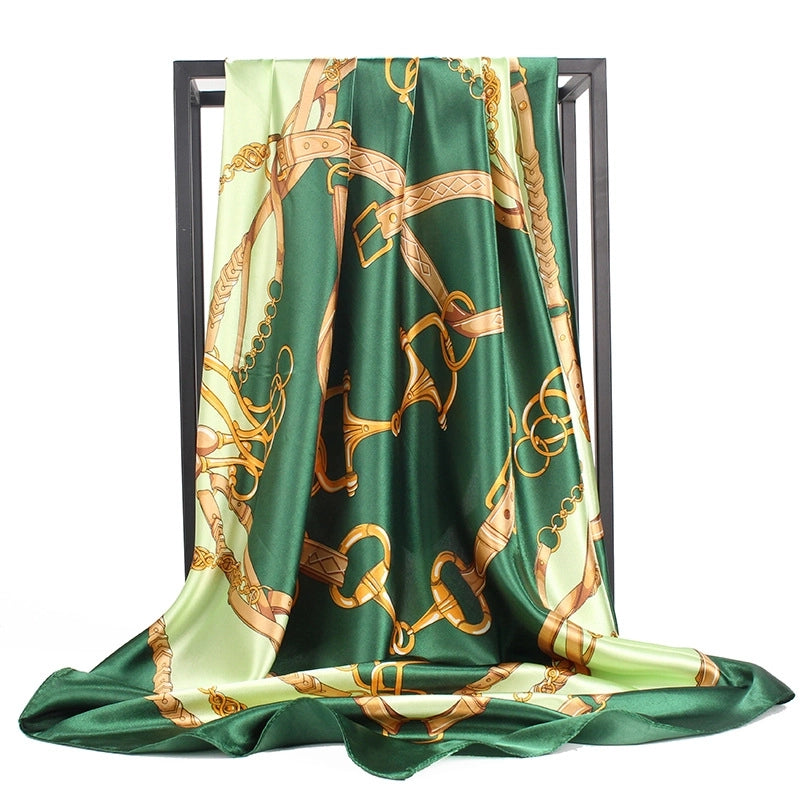 Women's Elegant Retro Rose Flower Polyester Printing Silk Scarf