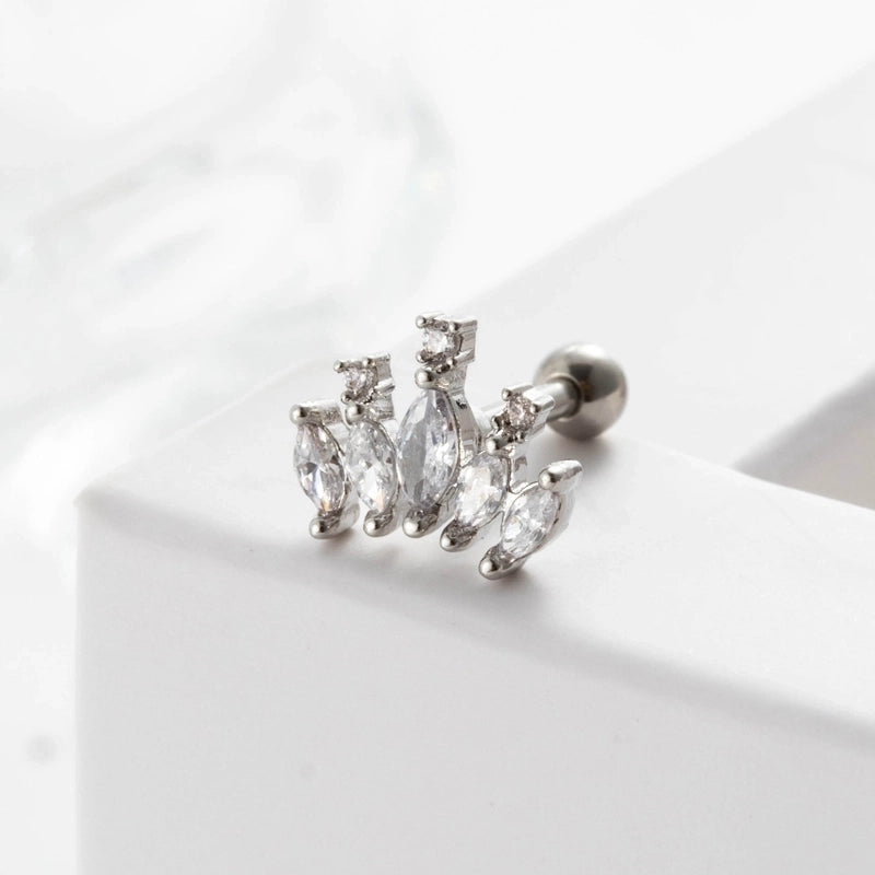 Ear Cartilage Rings & Studs Geometric 316L Stainless Steel  Copper Inlaid Zircon