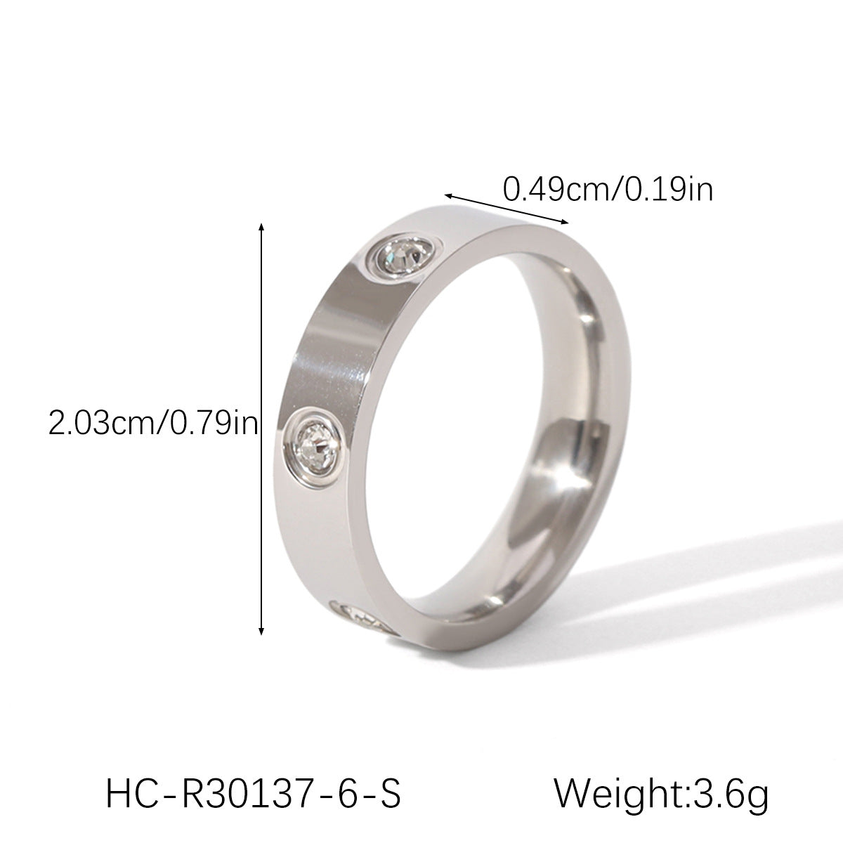 Ins Style Simple Stainless Steel Ring Diamond Ring Female 18K Gold Polished Titanium Steel Ring