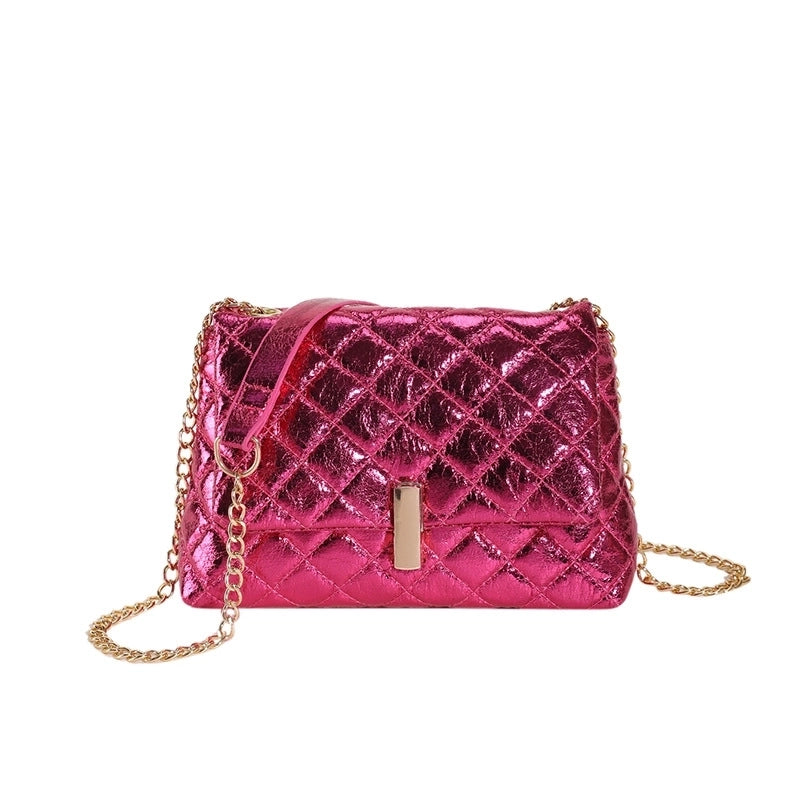 Women's Pu Leather Solid Color Lingge Basic Classic Style Square Lock Clasp Underarm Bag