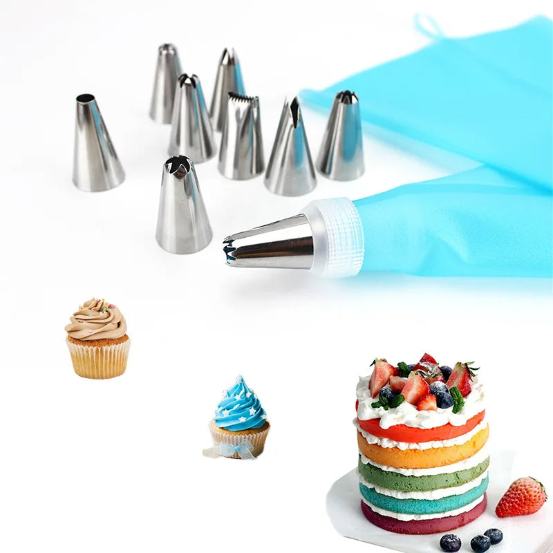 stainless steel decorating tip set cake.