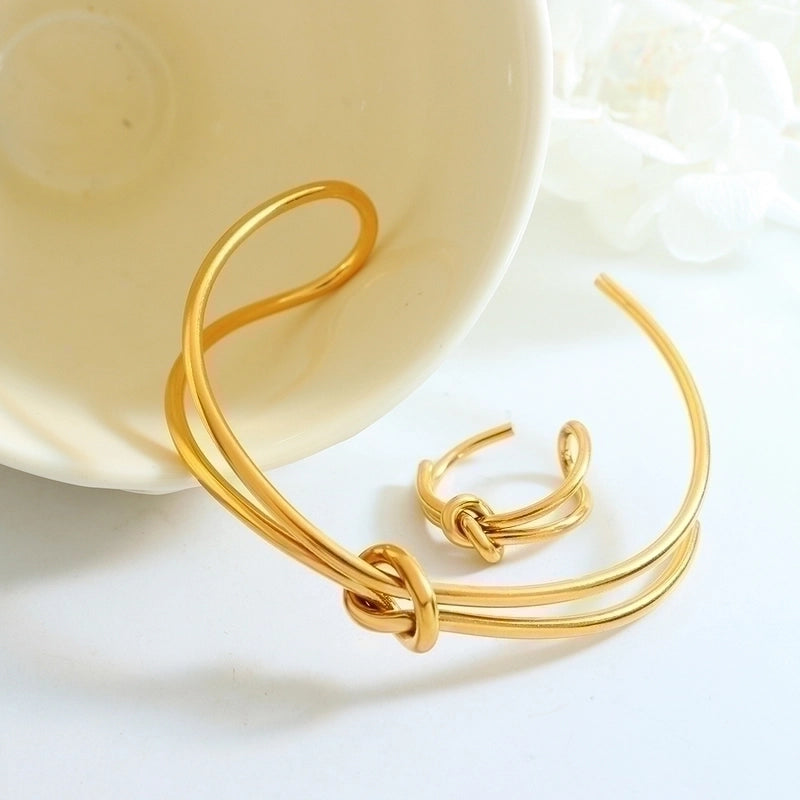 Elegant Geometric Titanium Steel 18K Gold Plated Plating Rings Bracelets