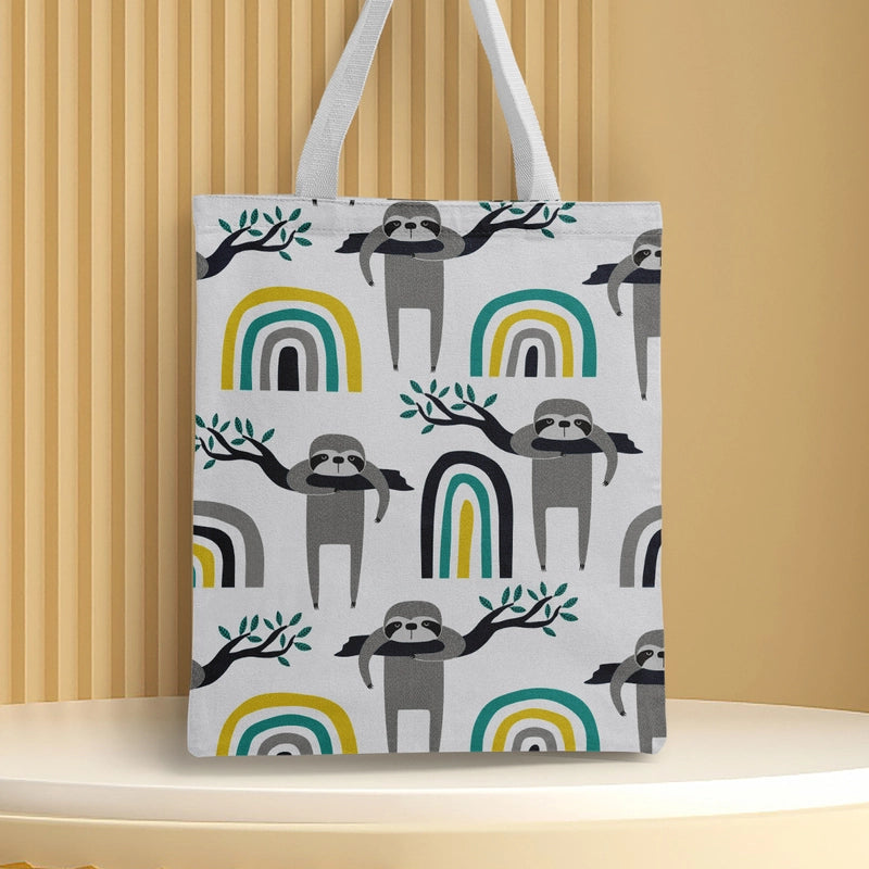 Women's Medium Canvas Animal Basic Classic Style Square Open Canvas Bag