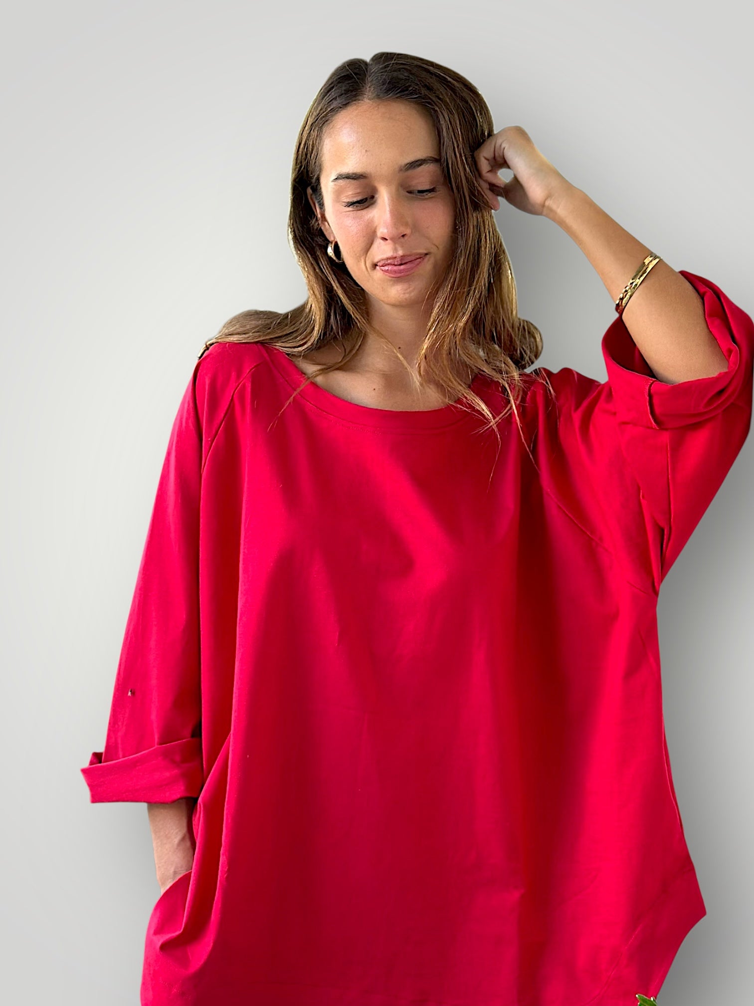 charlotte  top-red jersey knit