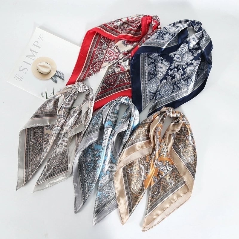 Women's Streetwear Cashew Nuts Satin Printing Silk Scarf