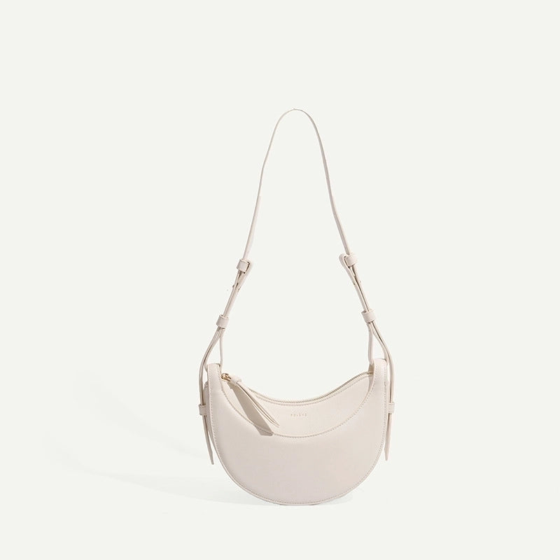 Women's Leather Solid Color Basic Classic Style Dumpling Shape Zipper Cloud Shape Bag Shoulder Bag Underarm Bag