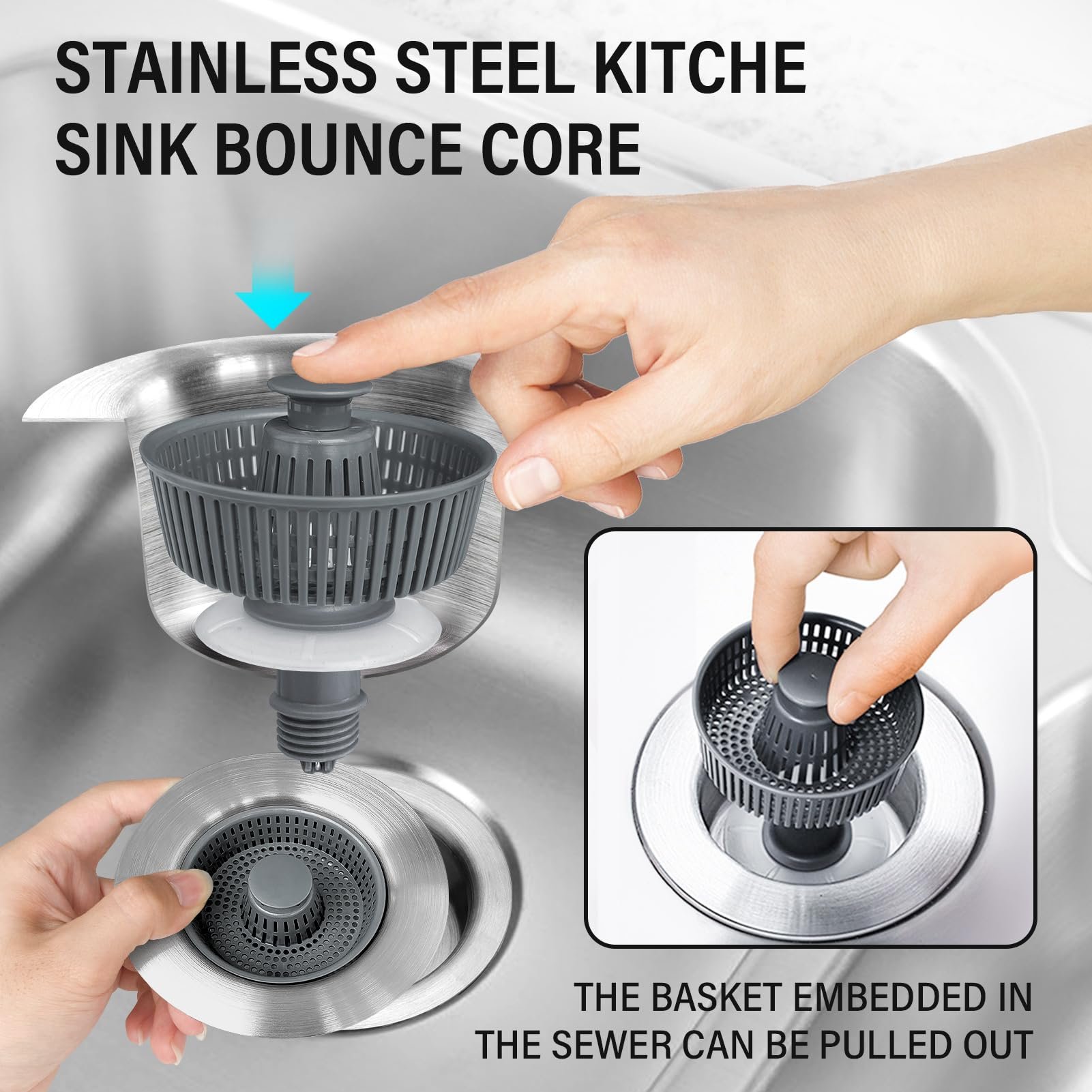 🎁LAST DAY 49% OFF🔥2024 New Upgraded Sink Bounce Core Drain Strainer