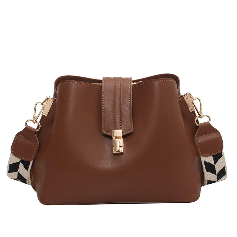 New Women's Bags Street Trendy Large Capacity  Solid Color Bucket Bag PU Women's Shoulder Bag