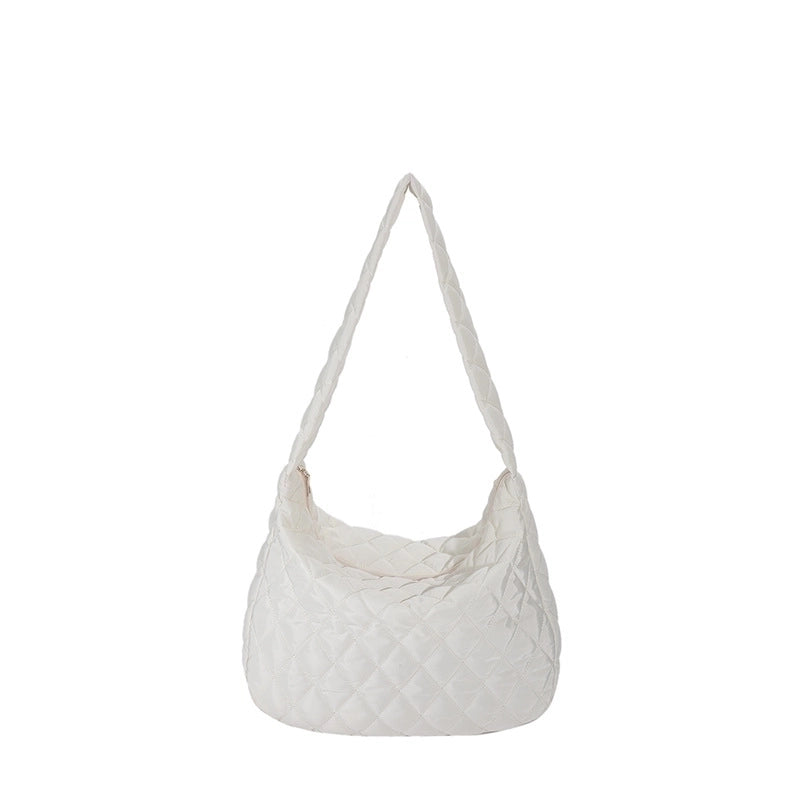 Women's Large Autumn&winter Nylon Lingge Fashion Square Zipper Shoulder Bag