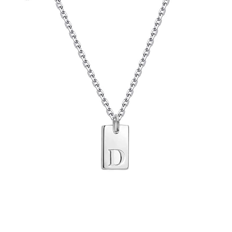 Titanium Steel Minimalist Letter Rectangle Plating Pendant Necklace