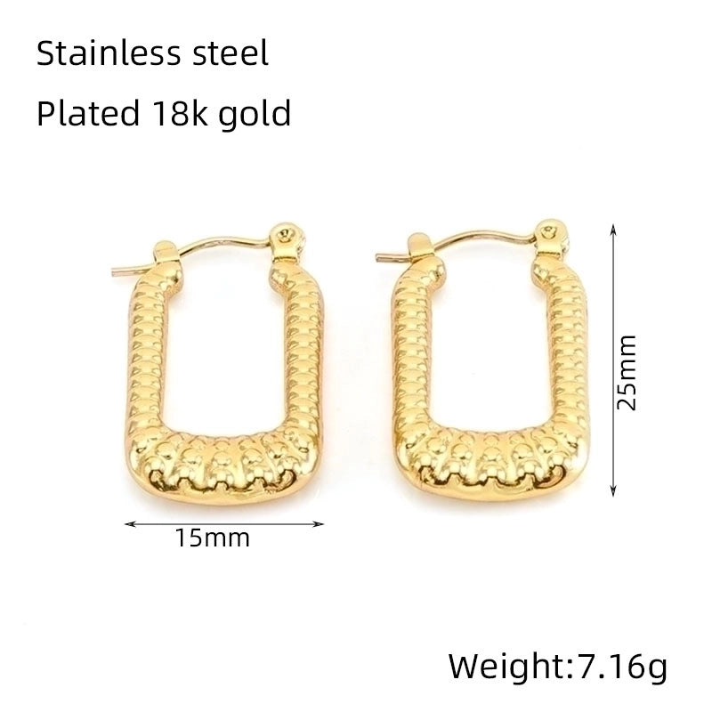 1 Piece Vintage Style U Shape Semicircle Round Polishing Plating Stainless Steel Titanium Steel Titanium Steel 18K Gold Plated Ear Studs