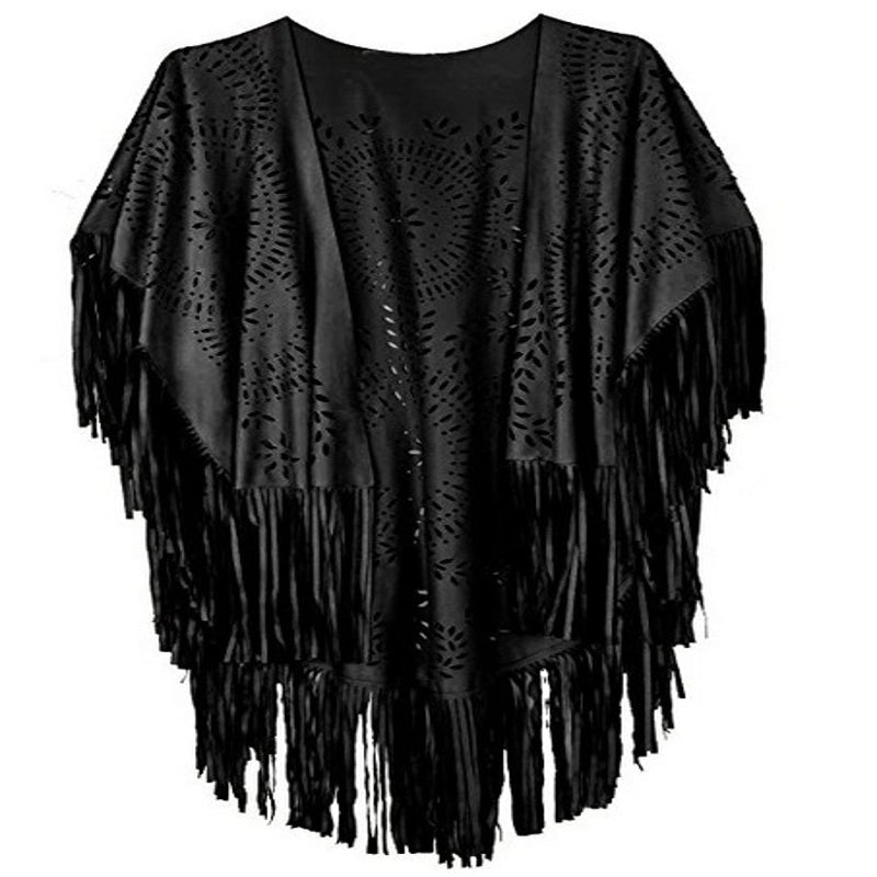 Shawl Summer New Women's Top Tassel Shawl Retro Simple Suede Cape Production