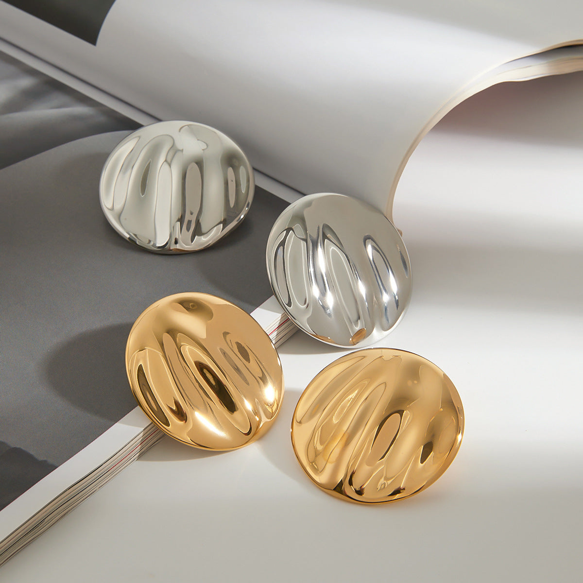 Titanium Steel Round Earrings Earrings Female Niche Earrings Stainless Steel Earrings