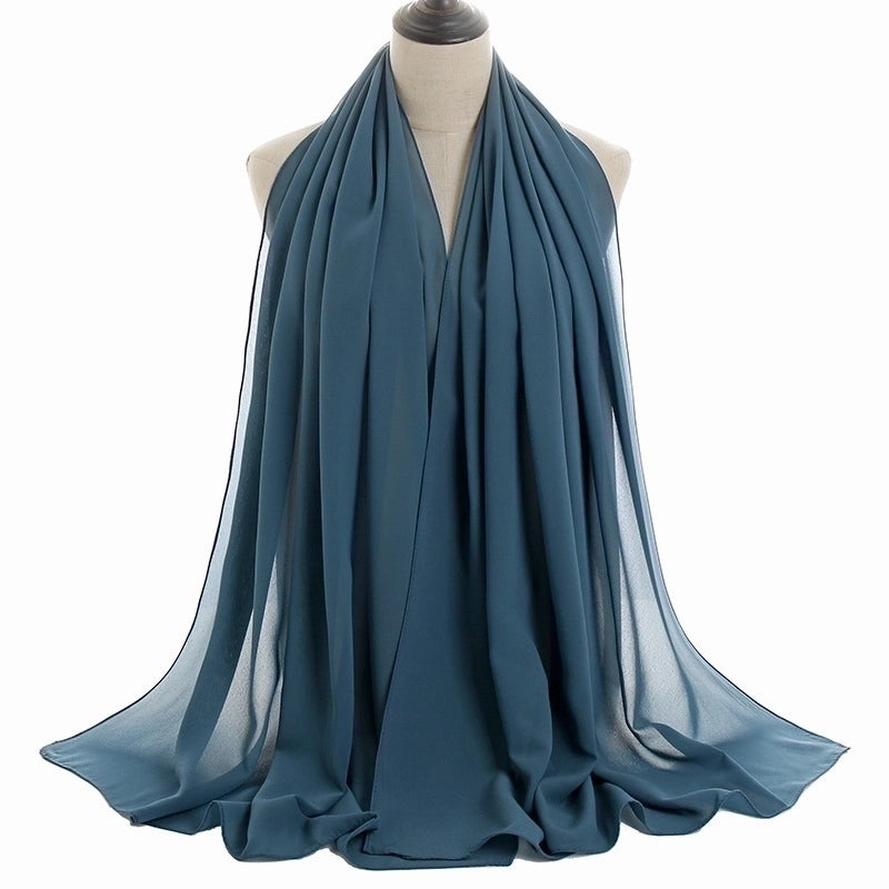 Women's Minimalist Solid Color Chiffon Cotton Linen Scarves