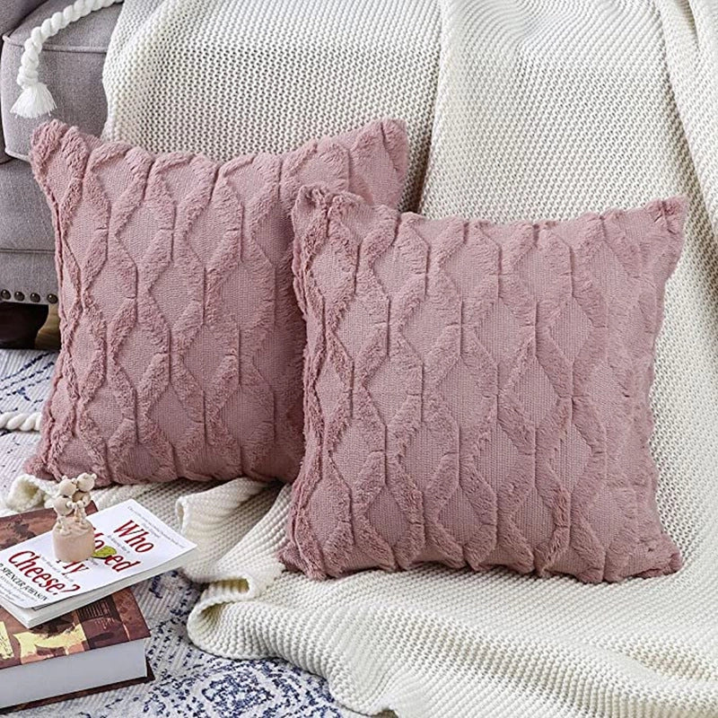 Fashion Solid Color Short Plush Pillow Cases Couch & Sofa Decor