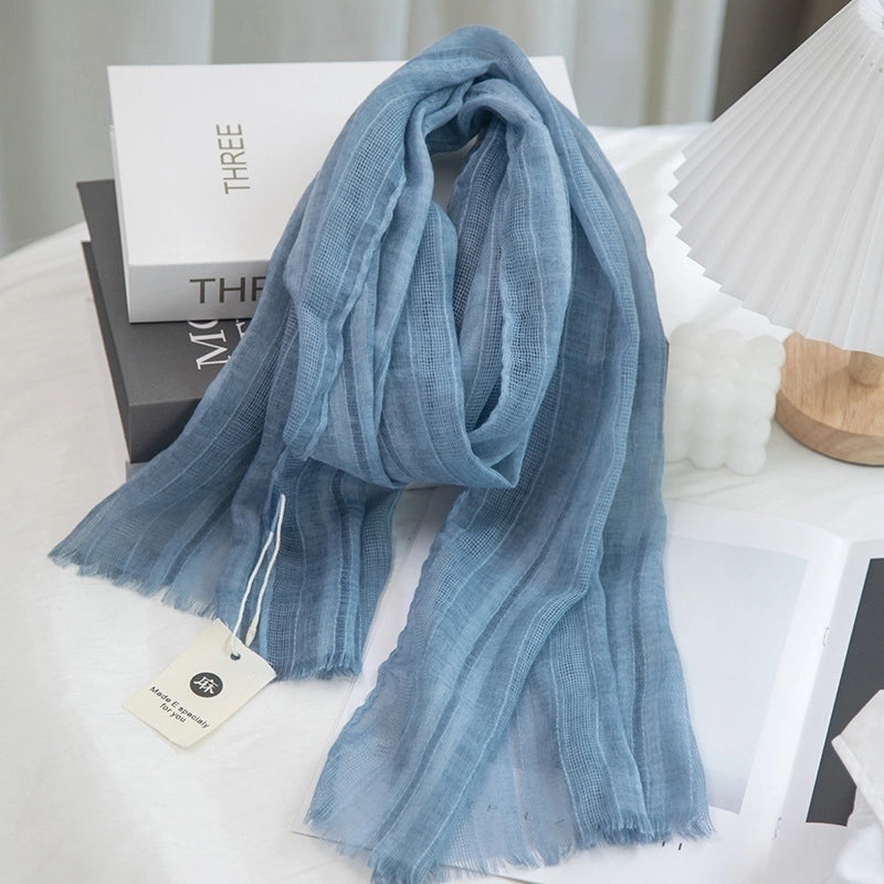 Women's Minimalist Solid Color Cotton And Linen Scarf