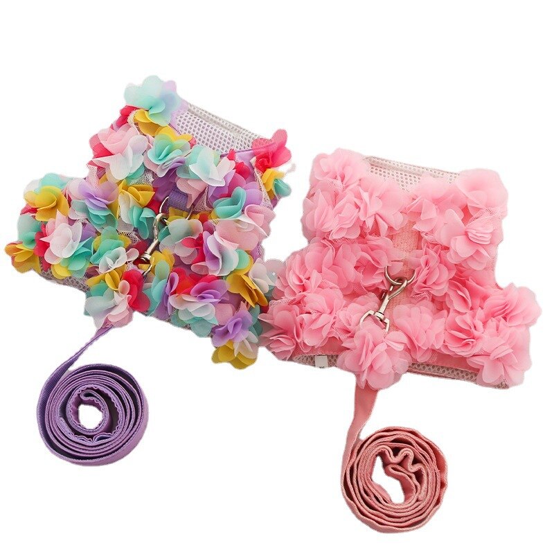 Floral Dog Harness And Leash Set