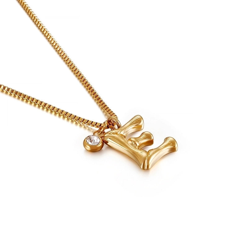 Titanium Steel 18K Gold Plated Minimalist Commute Patchwork Letter Necklace