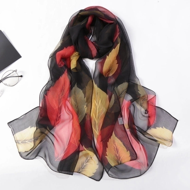 Women's Elegant Color Block Georgette Printing Silk Scarf