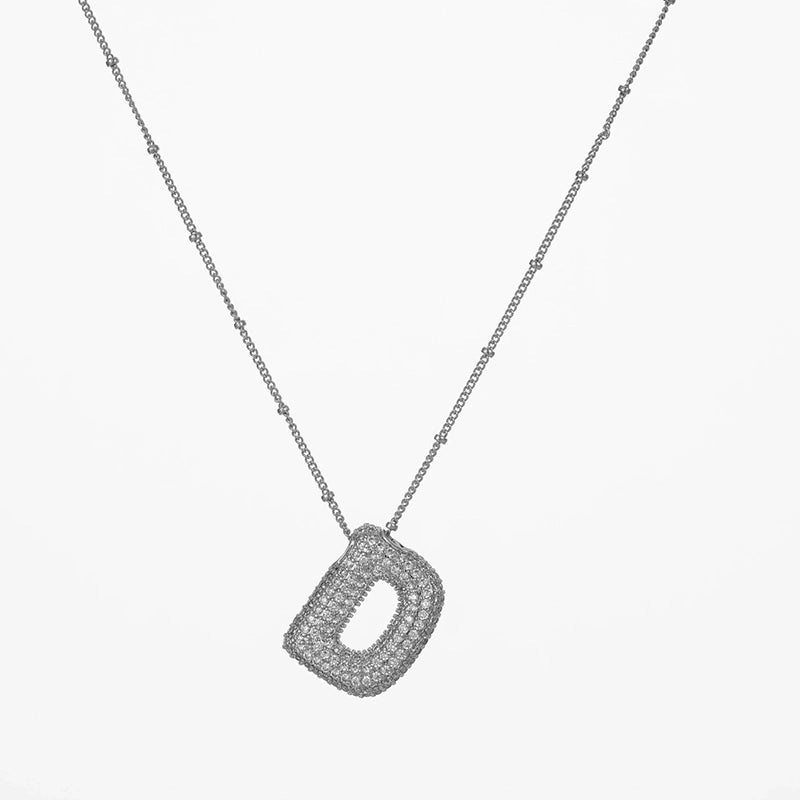 Copper Gold Plated Silver Plated IG Style Minimalist Plating Inlay Letter Zircon Pendant Necklace