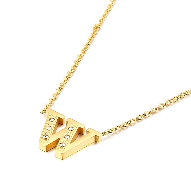 Letter Titanium Steel 18K Gold Plated Necklace