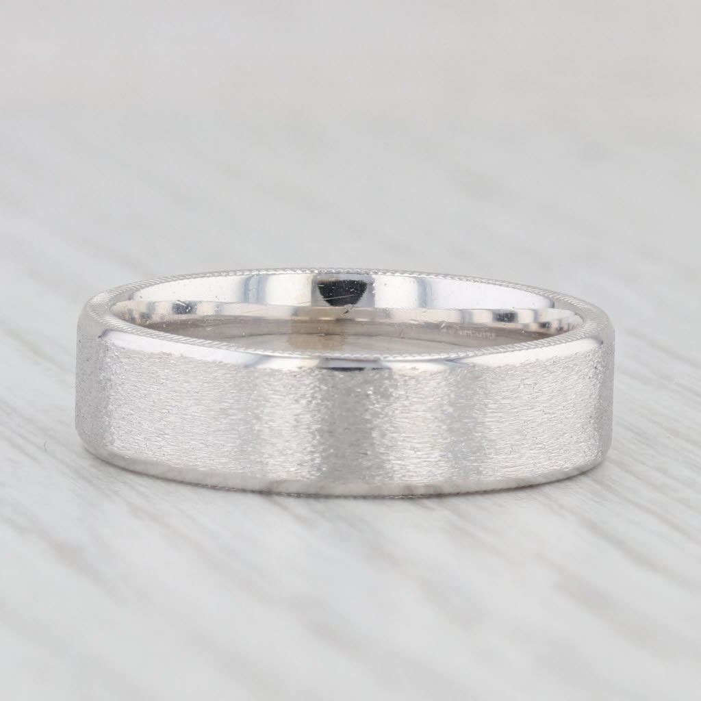Art Carved Men's Wedding Band 14k White Gold Brushed Finish Size 10 Ring