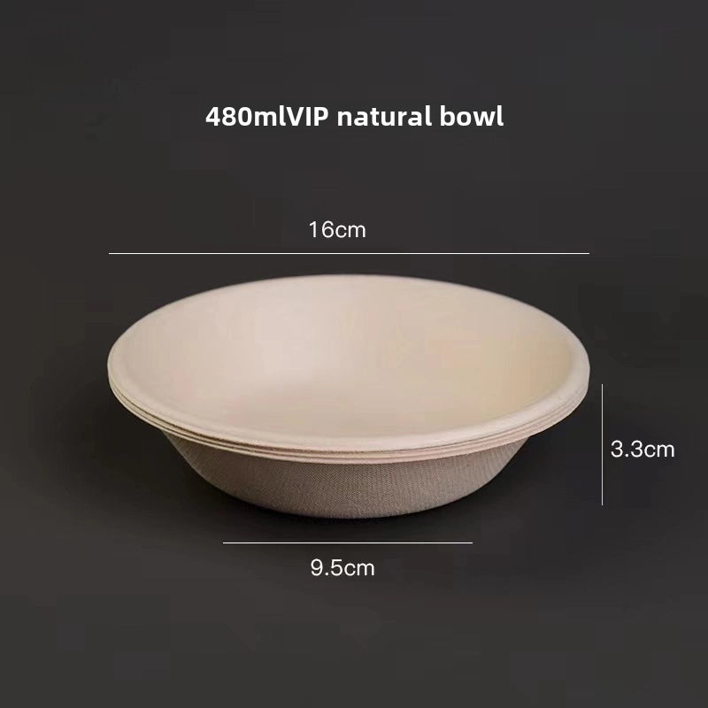 Disposable Paper Bowl Tableware Set Paper Bowl Commercial Household Bowl Degradable Whole Box Disposable Round Bowl