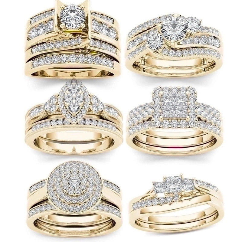 Fashion Flower Alloy Plating Artificial Gemstones Women'S Ring Sets