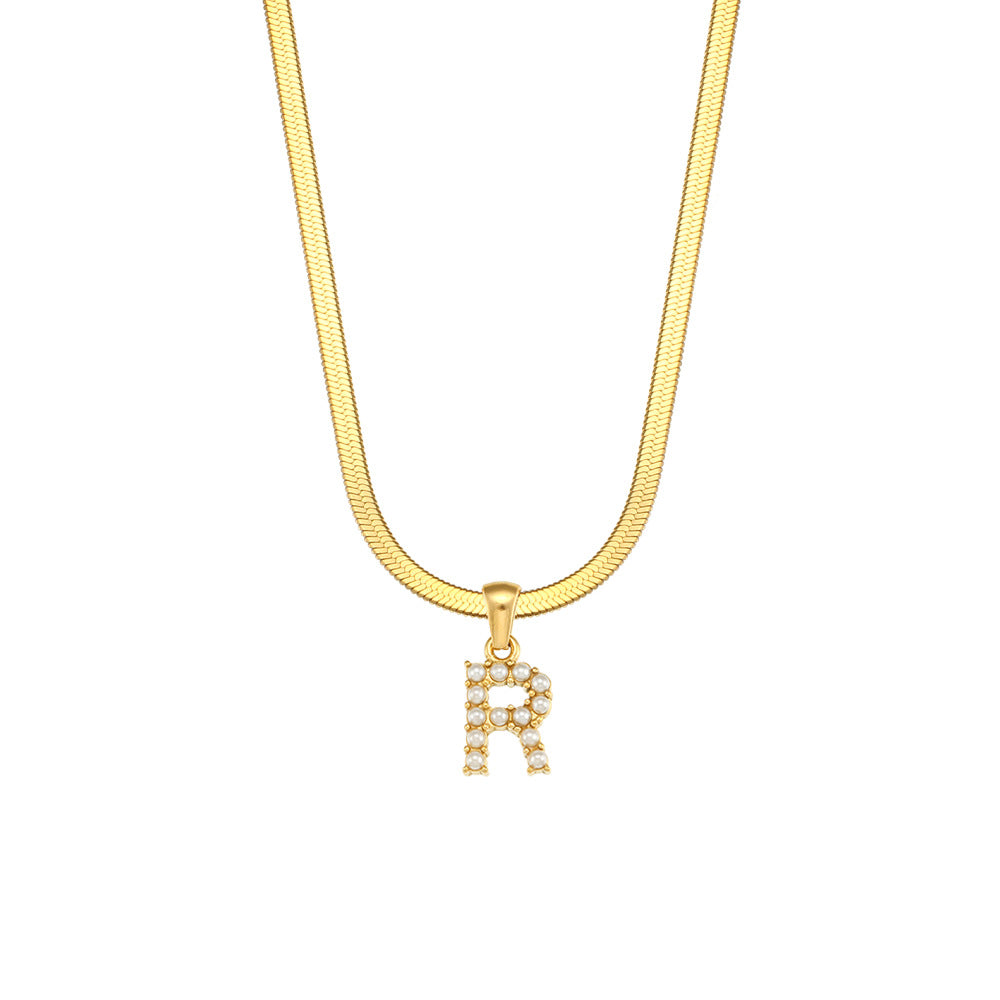 Fashion Letter Number Text Stainless Steel 18K Gold Plated Necklaces