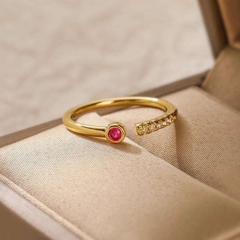 Minimalist Water Droplets Copper 18k Gold Plated Zircon Open Rings In Bulk