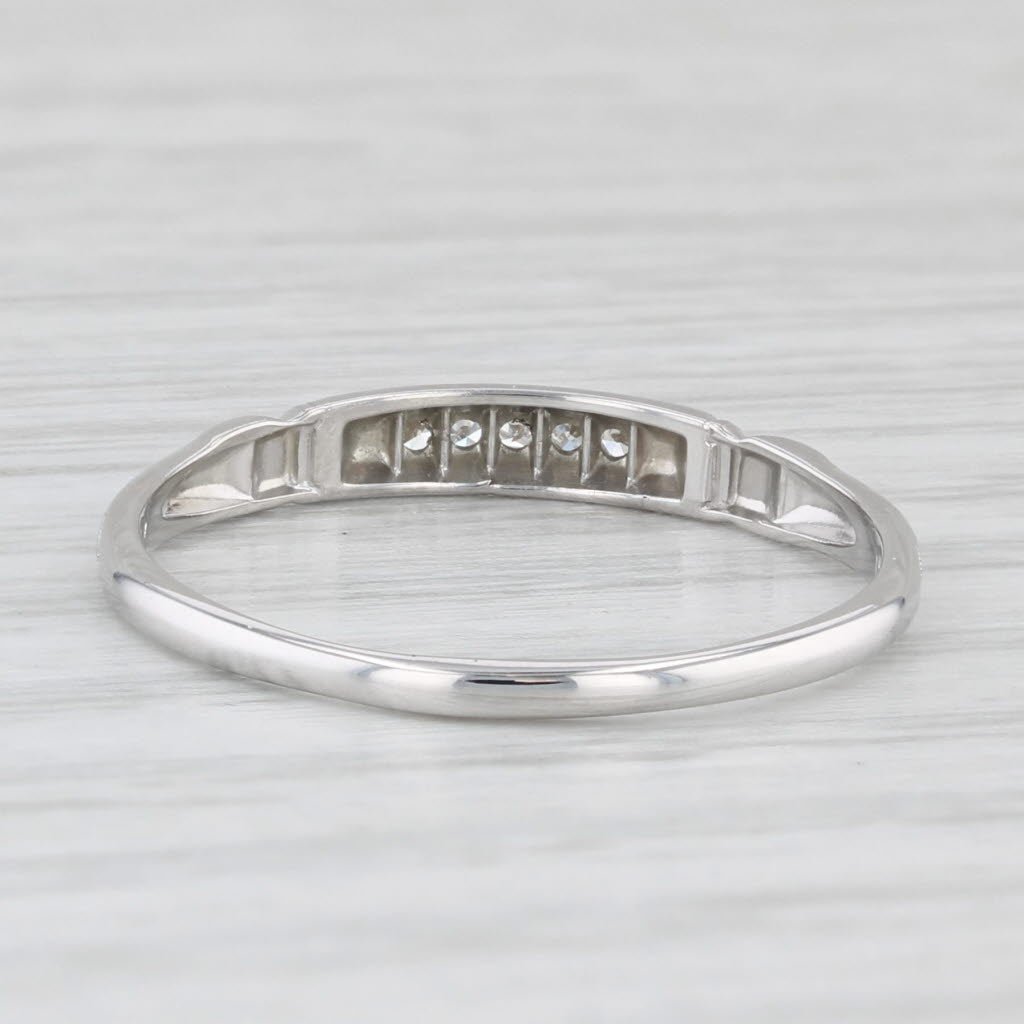 Vintage Diamond Ring 18k White Gold Size 7.25 Wedding Band Stackable
