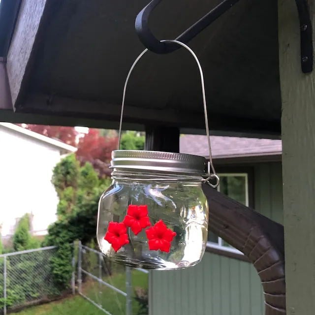 (🔥HOT SALE NOW- 49% OFF🔥) Beautiful Mason Jar Hummingbird Feeder W/ Three Ports 🔥 BUY 2 GET 1 FREE