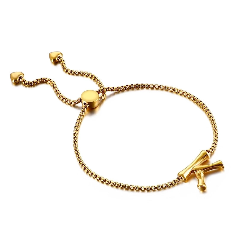 Casual Minimalist Letter Heart Shape Stainless Steel 18K Gold Plated Bracelets In Bulk