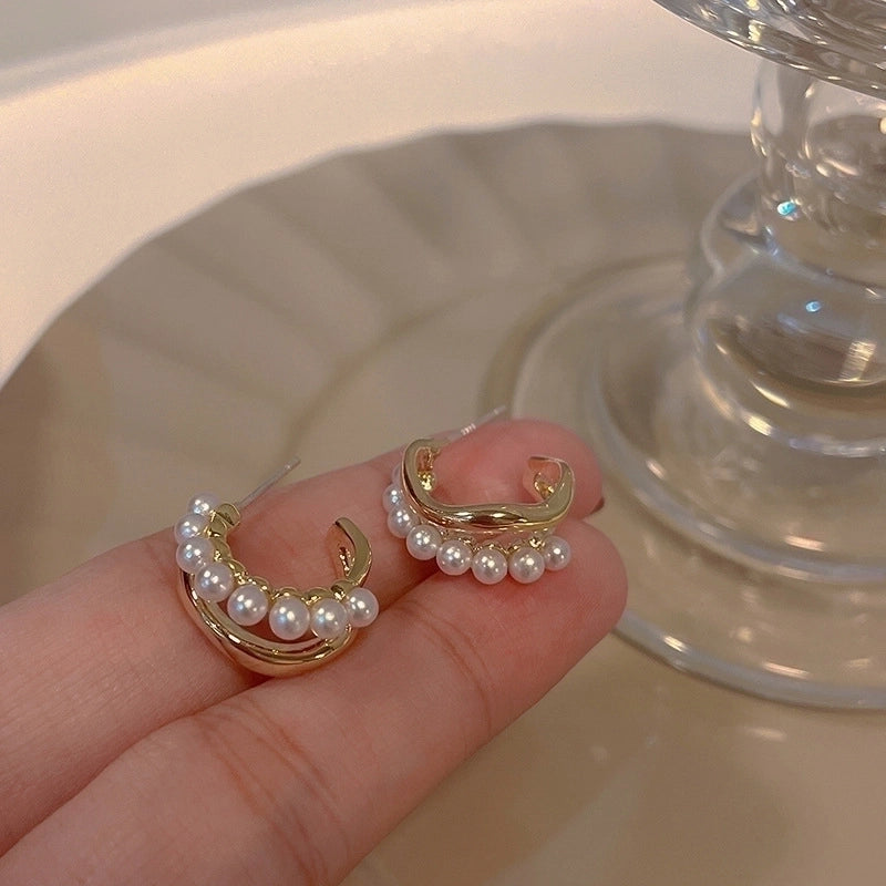 Fashion Geometric Alloy Plating Artificial Pearls Women's Earrings 1 Pair