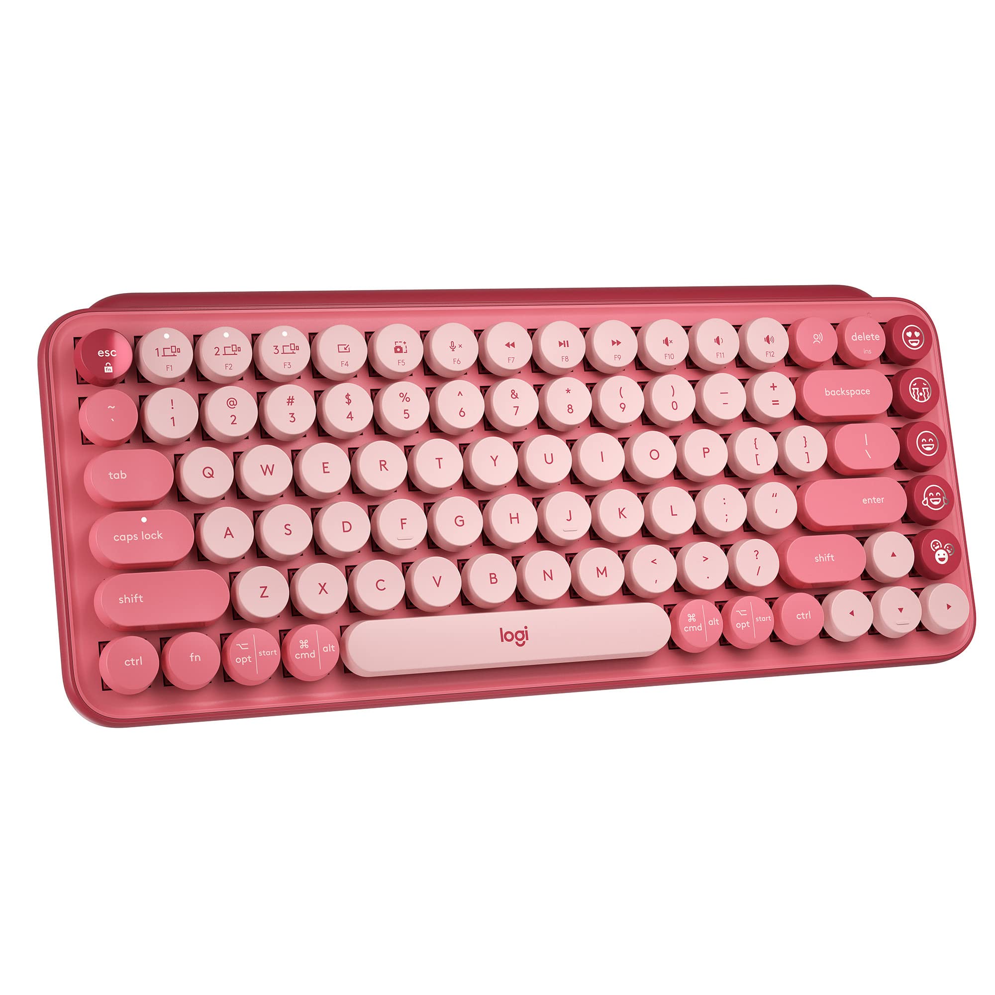 Logitech POP Keys - Teclado mecánico inalámbrico con teclas de emoji personalizadas (rosa rompecorazones) con mouse inalámbrico, reposamanos, concentrador USB de 4 puertos y alfombrilla para mouse (5 artículos)