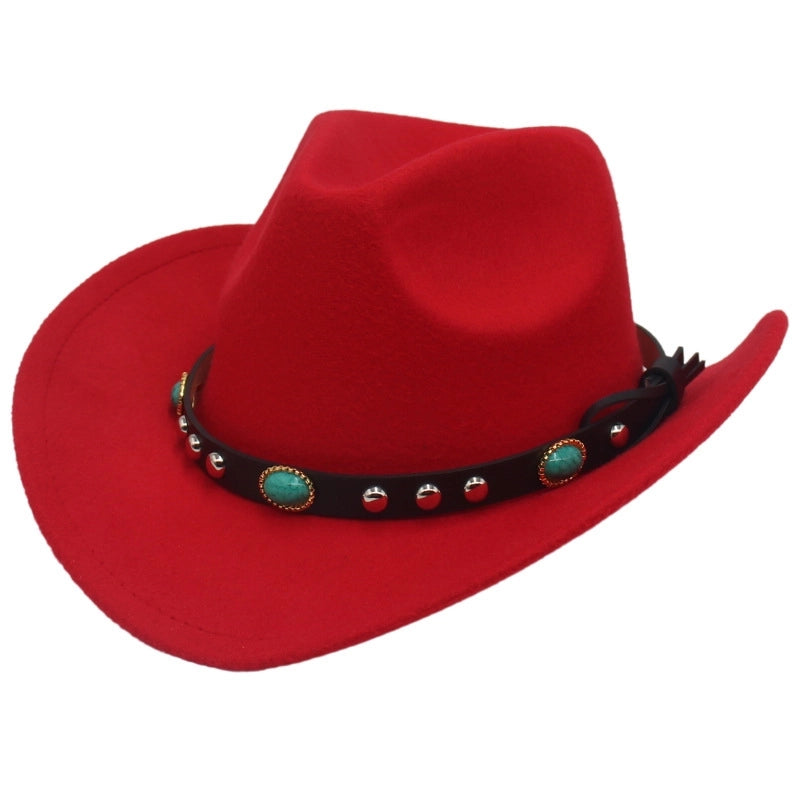 New Ethnic Style Tibetan Western Cowboy Hat Top Hat Autumn And Winter Men's And Women's Felt Hat Curling Jazz Hat Trendy