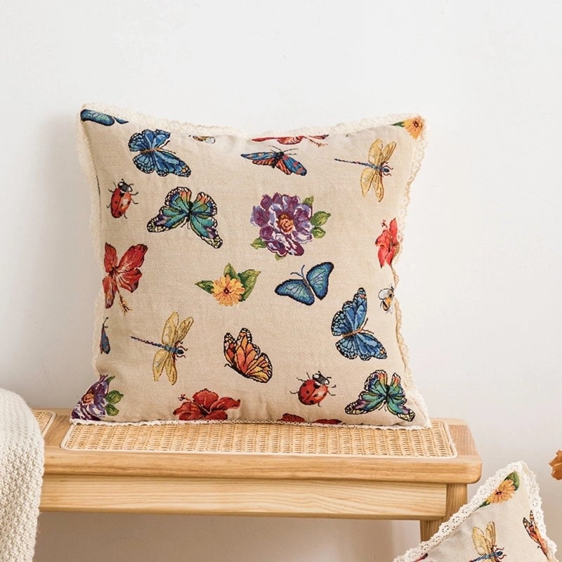 Fashion Flower Butterfly Polyester Pillow Cases