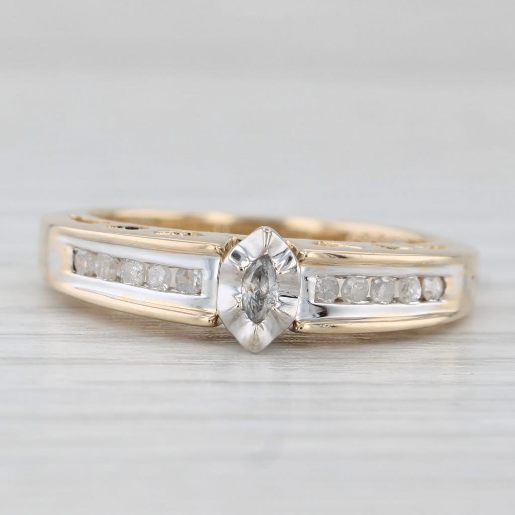 0.20ctw Diamond Engagement Ring 10k Yellow Gold Size 7 Heart Bridge Stackable